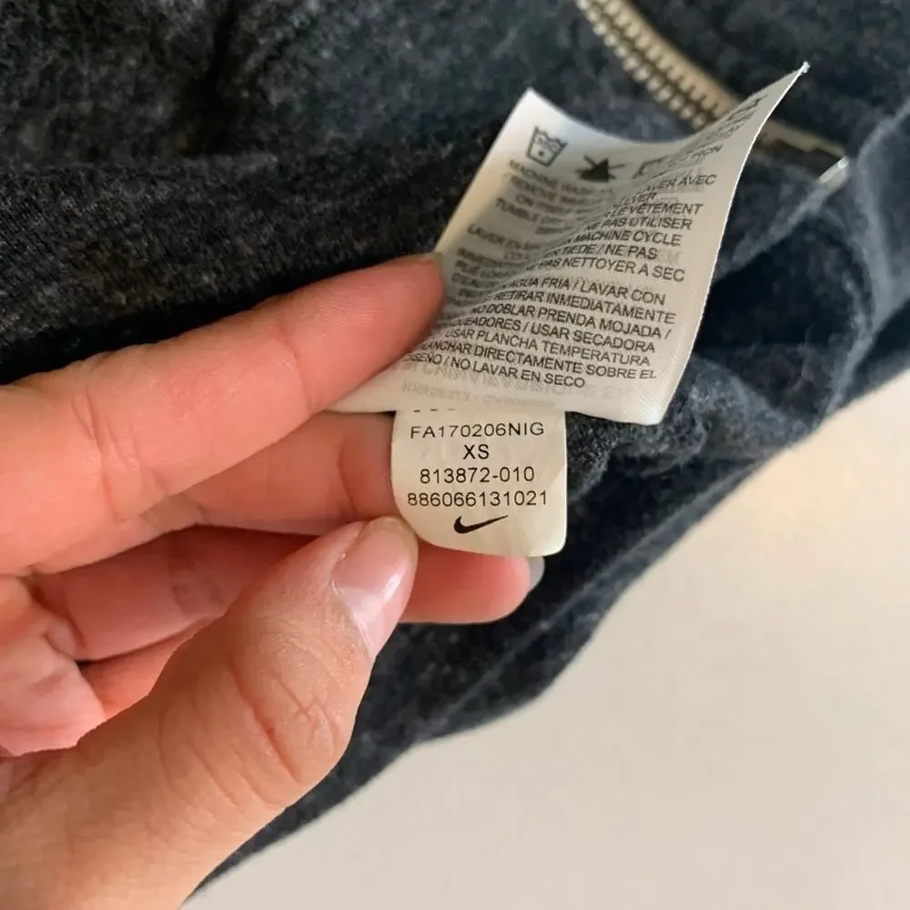 Nike Sweatshirt Women XS Extra Small Gray Heather Sportswear Zip Up Hoodie Logo